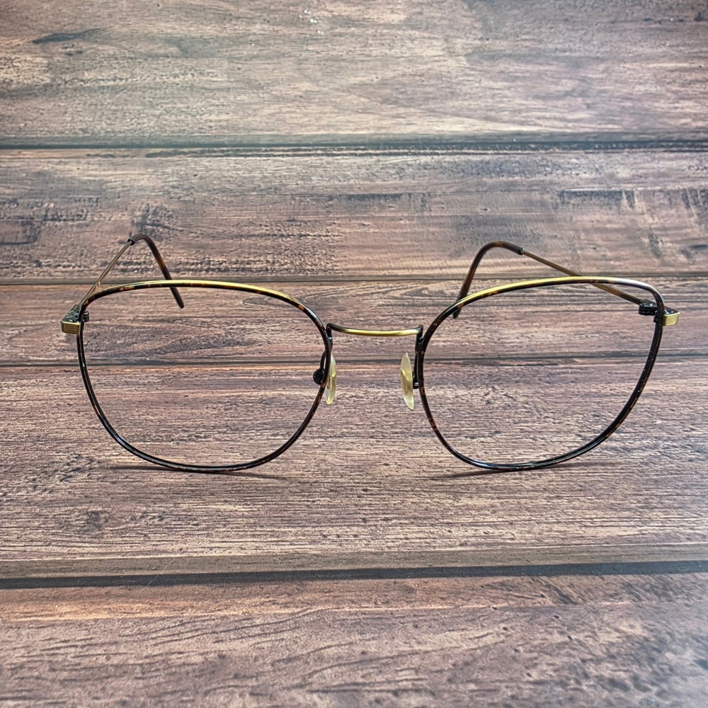 Nautica J18 075 Gold Tortoise Shell Round Eyeglass Frames Italy 150mm